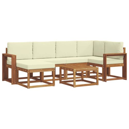 Комплект дивани за открито 7 pcs Натурален и Крема