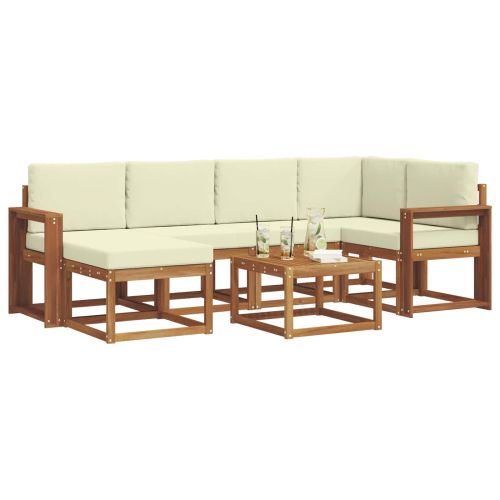 Комплект дивани за открито 7 pcs Натурален и Крема