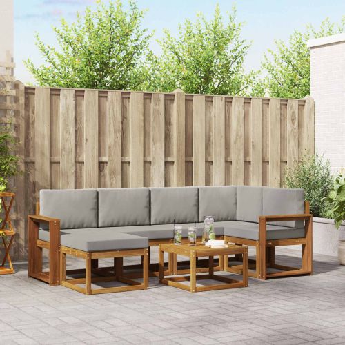 Комплект дивани за открито 7 pcs Естествено и светло сиво