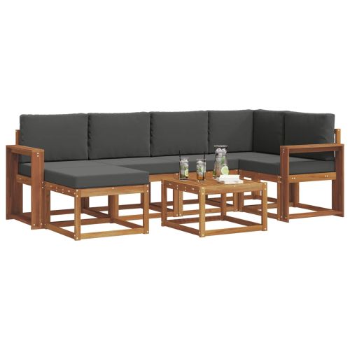 Комплект дивани за открито 7 pcs Натурален и Антрацит