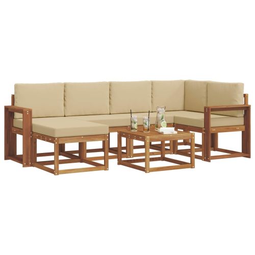 Комплект дивани за открито 7 pcs Натурален и Бежов