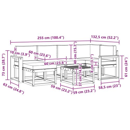 Комплект дивани за открито 7 pcs Натурален и Бежов