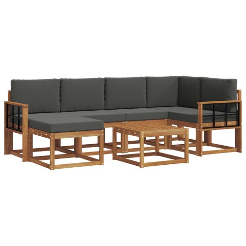 Комплект дивани за открито 7 pcs Натурален и Антрацит