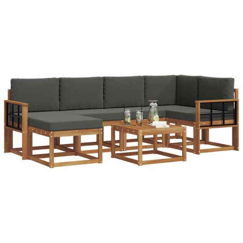 Комплект дивани за открито 7 pcs Натурален и Антрацит