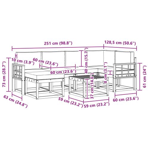 Комплект дивани за открито 7 pcs Натурален и Антрацит
