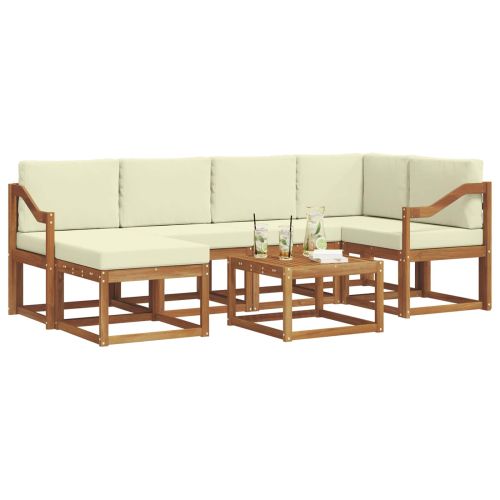 Комплект дивани за открито 7 pcs Натурален и Крема