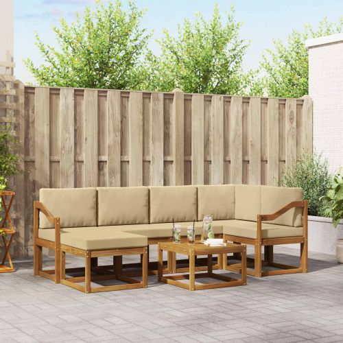 Комплект дивани за открито 7 pcs Натурален и Бежов