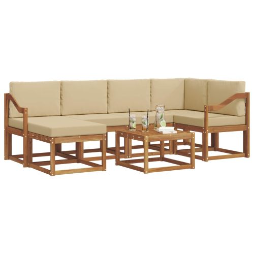 Комплект дивани за открито 7 pcs Натурален и Бежов
