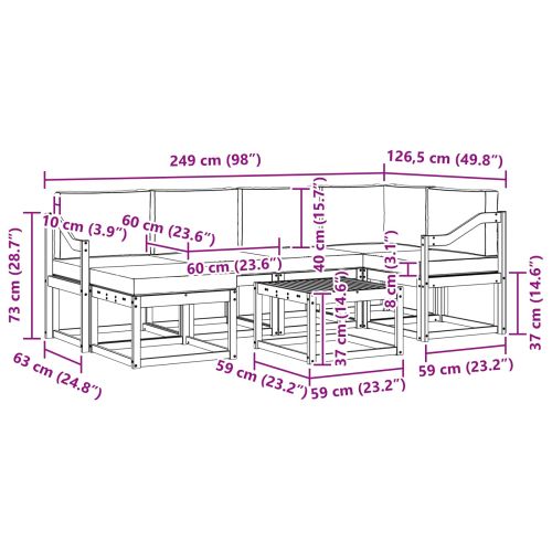 Комплект дивани за открито 7 pcs Натурален и Бежов