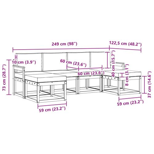 Комплект дивани за открито 6 pcs Натурален и Антрацит