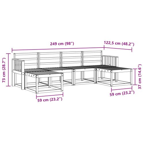 Комплект дивани за открито 6 pcs Естествен Инженерно дърво