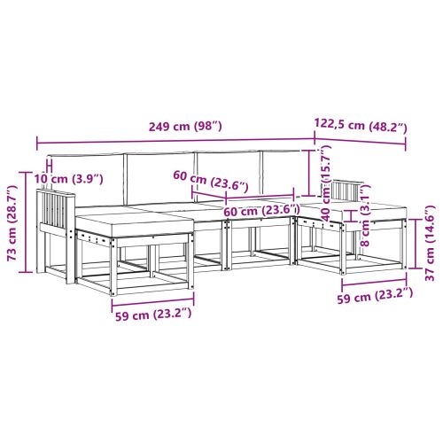 Комплект дивани за открито 6 pcs Натурален и Крема
