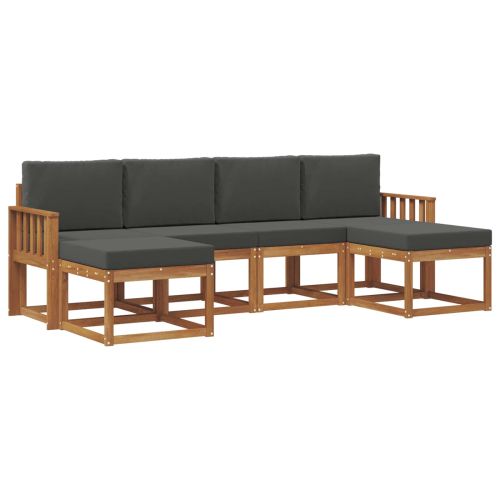 Комплект дивани за открито 6 pcs Натурален и Антрацит