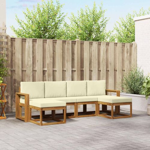 Комплект дивани за открито 6 pcs Натурален и Крема