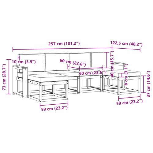 Комплект дивани за открито 6 pcs Натурален и Крема