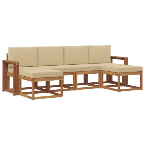 Комплект дивани за открито 6 pcs Натурален и Бежов