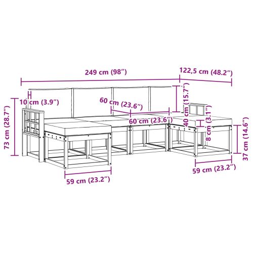 Комплект дивани за открито 6 pcs Натурален и Крема
