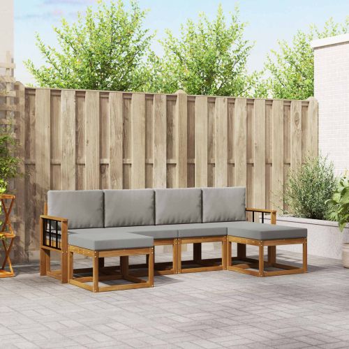 Комплект дивани за открито 6 pcs Естествено и светло сиво