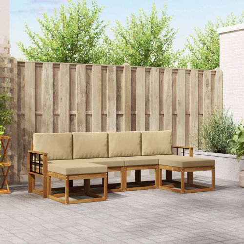 Комплект дивани за открито 6 pcs Натурален и Бежов