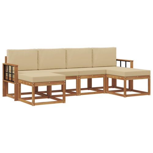 Комплект дивани за открито 6 pcs Натурален и Бежов