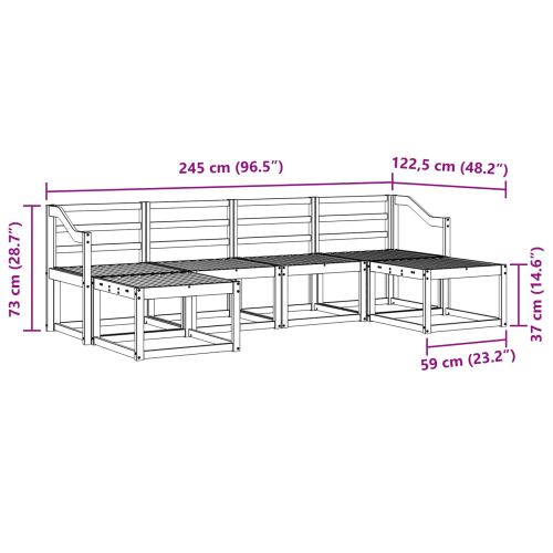 Комплект дивани за открито 6 pcs Естествен Инженерно дърво