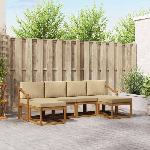 Комплект дивани за открито 6 pcs Натурален и Бежов