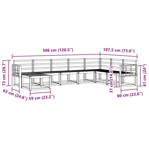 Комплект дивани за открито 8 pcs Естествен