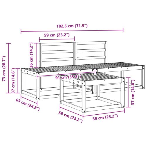 Комплект дивани за открито 3 pcs Естествен