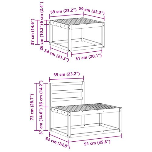 Комплект дивани за открито 3 pcs Естествен