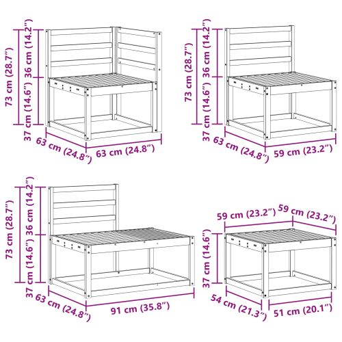 Комплект дивани за открито 7 Брой Естествен