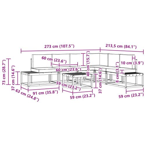 Комплект дивани за открито 7 Брой Естествено и светло сиво