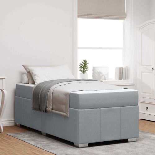 Рамка за легло с матрак Светлосиво 100 x 200 cm текстил