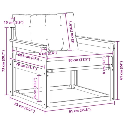 Комплект дивани за открито Солидно акациево дърво и текстилена