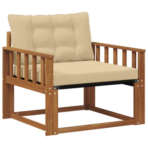 Комплект дивани за открито Солидно акациево дърво и текстилена