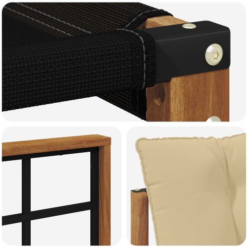 Комплект дивани за открито Солидно акациево дърво и текстилена