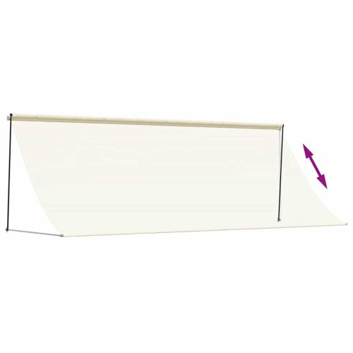 Прибираща се тента, кремава, 400x150 см, плат и стомана