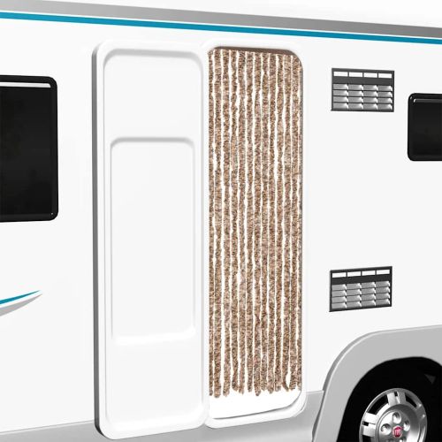 Ресни за врата срещу мухи бежово и тъмнокафяво 56x200 см шенил