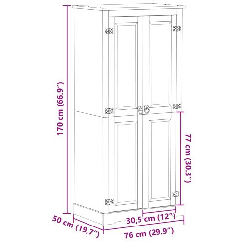 Шкафове с рафт Бяло 76 x 50 x 170 см Солидно борово дърво
