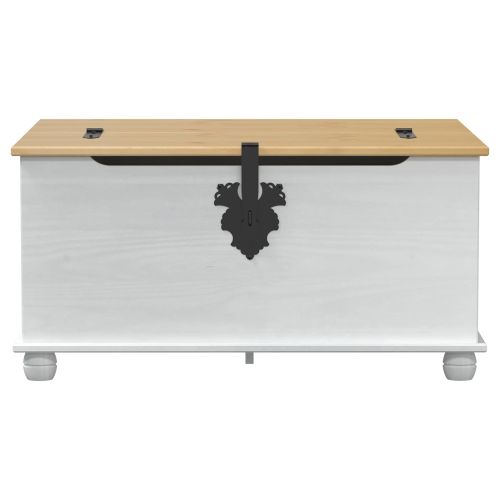 storage box с рафт Бяло 90 x 78 x 45 см Солидно борово дърво