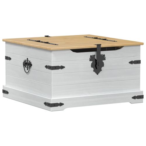 storage box с рафт Бяло 78 x 78 x 45 см Солидно борово дърво