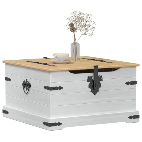 storage box с рафт Бяло 78 x 78 x 45 см Солидно борово дърво