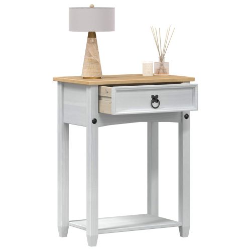 Конзолна масичка Бяло 55 x 35 x 73 см Солидно борово дърво