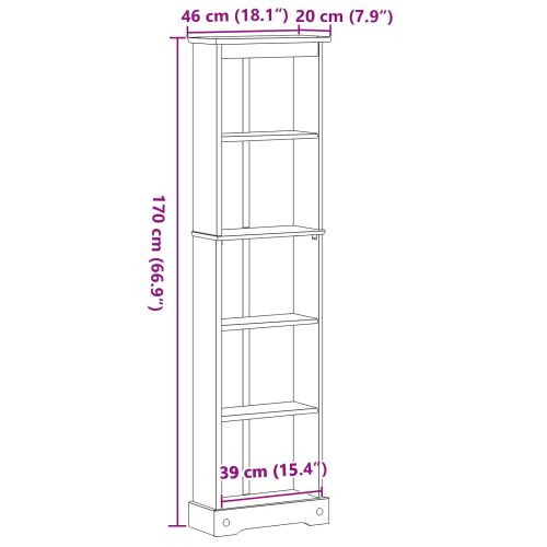 Библиотека Бяло 46 x 20 x 170 см Солидно борово дърво