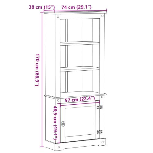 Висок шкаф Бяло 74 x 38 x 170 см Солидно борово дърво