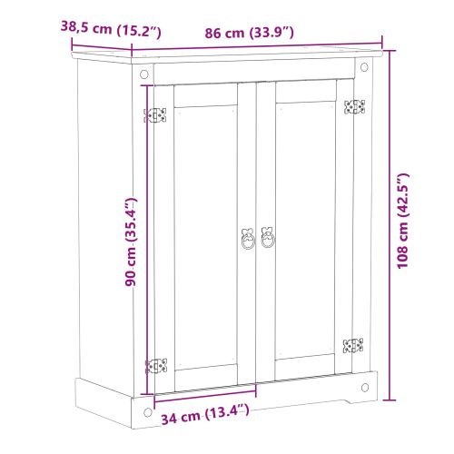 Шкаф за обувки Бяло 86 х 38,5 х 108 см Солидно борово дърво