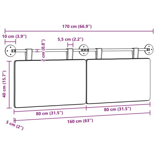 Висяща табла Тъмен сив 170 x 55 x 5 см Кордюрова тъкан