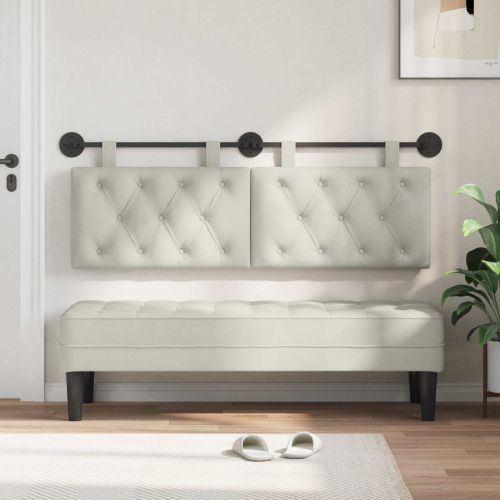 Висяща табла Монтиране на стена Крем 150 x 55 x 7 см Кадифе