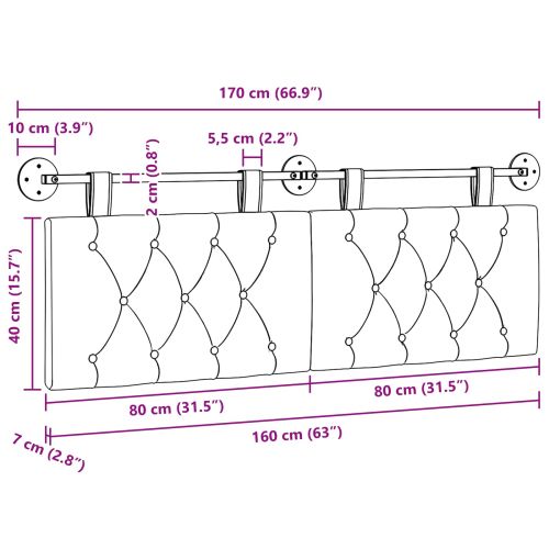 Висяща табла Тъмен сив 170 x 55 x 7 см Кадифе