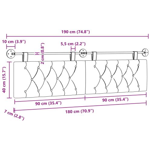 Висяща табла Монтиране на стена Черен 190 x 55 x 7 см Кадифе