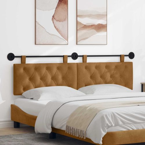 Висяща табла Монтиране на стена Кафяво 190 x 55 x 7 см Кадифе